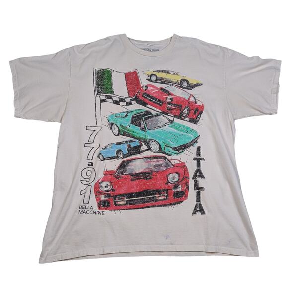American Thrift Other - 1971 Italia Bella Macchine Graphic T-Shirt Off White Size 2XL